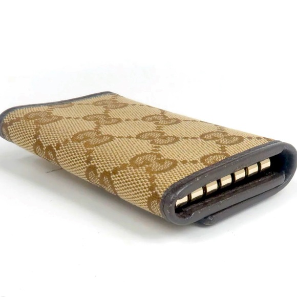 Gucci Bags Gucci Beigeebony Gg Supreme Vintage 6 Key Ring Wallet